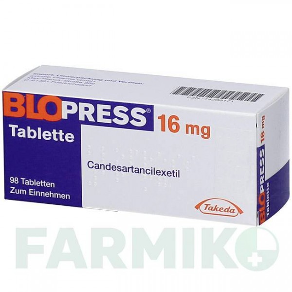 БЛОПРЕСС (BLOPRESS) 16 мг таблетки 98 шт - Кандесартан AXICORP PHARMA