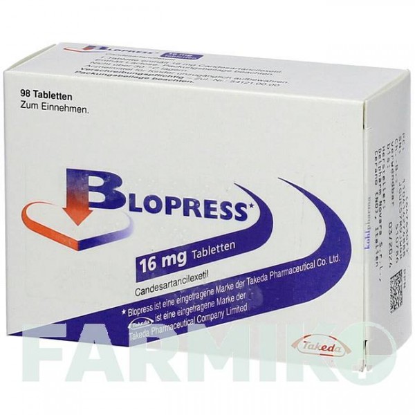 БЛОПРЕСС (BLOPRESS) 16 мг таблетки 98 шт - Кандесартан KOHLPHARMA