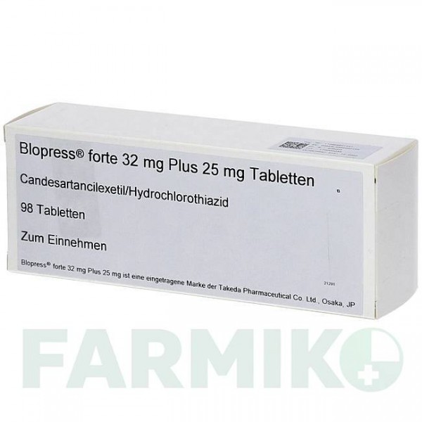 БЛОПРЕСС (BLOPRESS) 32 мг 25 мг таблетки 98 шт - Кандесартан, Гидрохлоротиазид DOCPHARM