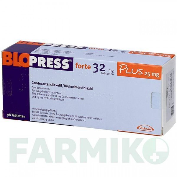 БЛОПРЕСС (BLOPRESS) 32 мг 25 мг таблетки 98 шт - Кандесартан, Гидрохлоротиазид DOCPHARM