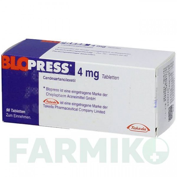 БЛОПРЕСС (BLOPRESS) 4 мг таблетки 98 шт - Кандесартан KOHLPHARMA