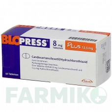 БЛОПРЕСС (BLOPRESS) 8 мг 12,5 мг таблетки 56 шт - Кандесартан, Гідрохлоротіазид CHEPLAPHARM