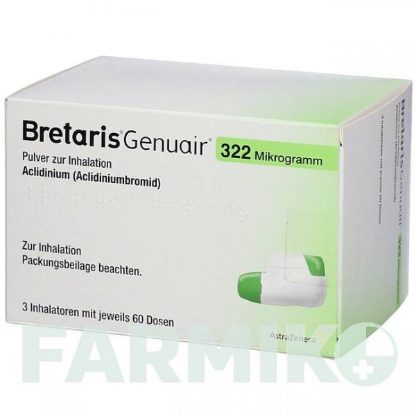 БРЕТАРИС (BRETARIS) 322 мкг 3 х 60 доз порошок 3 шт - Аклидиния бромид AXICORP PHARMA