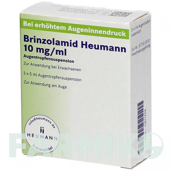 БРИНЗОЛАМИД (BRINZOLAMID) 10 мг/мл капли 3x5 мл - Бринзоламид HEUMANN PHARMA