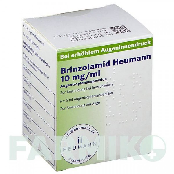 БРИНЗОЛАМИД (BRINZOLAMID) 10 мг/мл капли 6x5 мл - Бринзоламид HEUMANN PHARMA