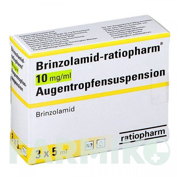 БРИНЗОЛАМІД (BRINZOLAMID) 10 мг/мл краплі 3x5 мл - Бринзоламід RATIOPHARM