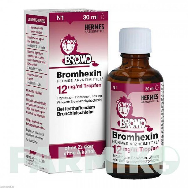 БРОМГЕКСИН (BROMHEXIN) 12 мг/мл капли 30 мл - Бромгексин HERMES