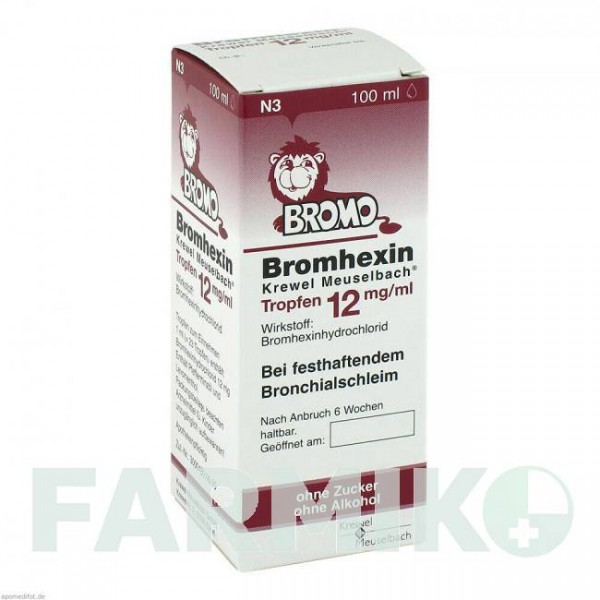 БРОМГЕКСИН (BROMHEXIN) 12 мг/мл капли 100 мл - Бромгексин HERMES