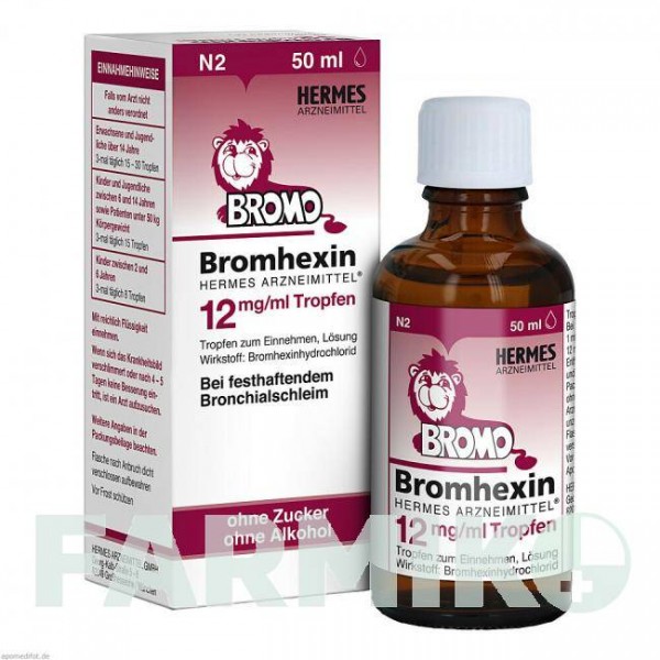 БРОМГЕКСИН (BROMHEXIN) 12 мг/мл капли 50 мл - Бромгексин HERMES