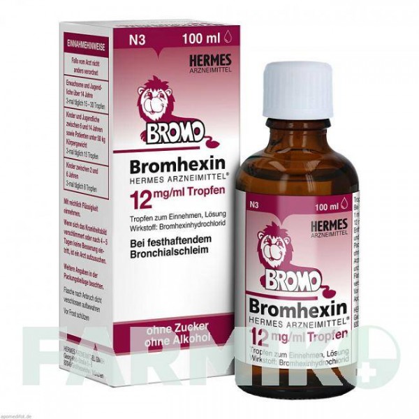 БРОМГЕКСИН (BROMHEXIN) 12 мг/мл капли 100 мл - Бромгексин HERMES