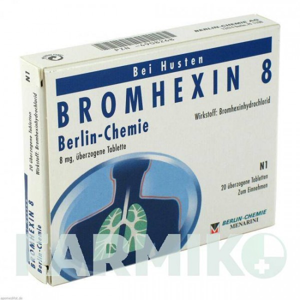 БРОМГЕКСИН (BROMHEXIN) 8 мг таблетки 20 шт - Бромгексин BERLIN-CHEMIE