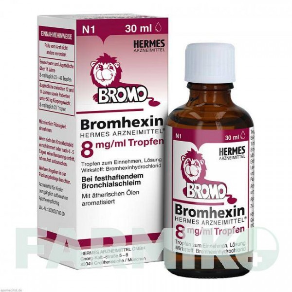 БРОМГЕКСИН (BROMHEXIN) 8 мг/мл капли 30 мл - Бромгексин HERMES
