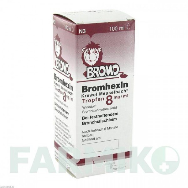 БРОМГЕКСИН (BROMHEXIN) 8 мг/мл капли 100 мл - Бромгексин HERMES
