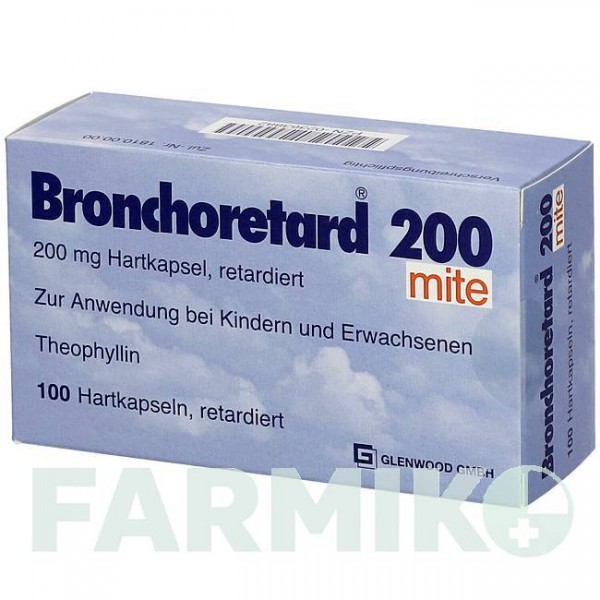 БРОНХОРЕТАРД (BRONCHORETARD) 200 капсулы 100 шт - Теофиллин GLENWOOD