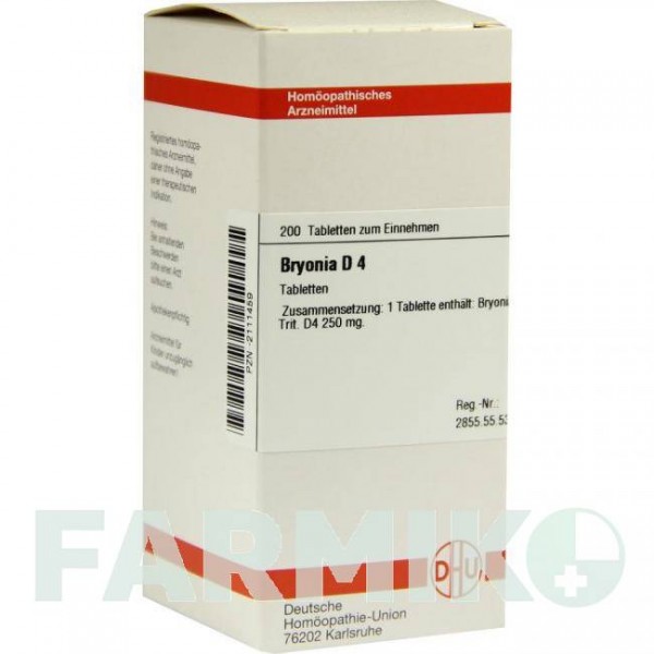 БРИОНИЯ (BRYONIA) D 4 таблетки 200 шт - Гомеопатия DHU