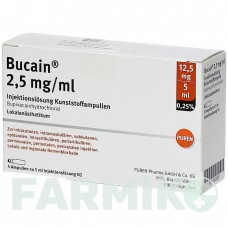 БУКАИН (BUCAIN) 0,25% 2,5 мг/мл 12,5 мг/5 мл раствор 5x5 мл - Бупивакаин PUREN PHARMA