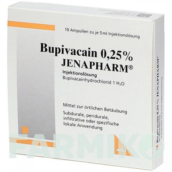 БУПИВАКАИН (BUPIVACAIN) 0,25% ампулы 10x5 мл - Бупивакаин MIBE