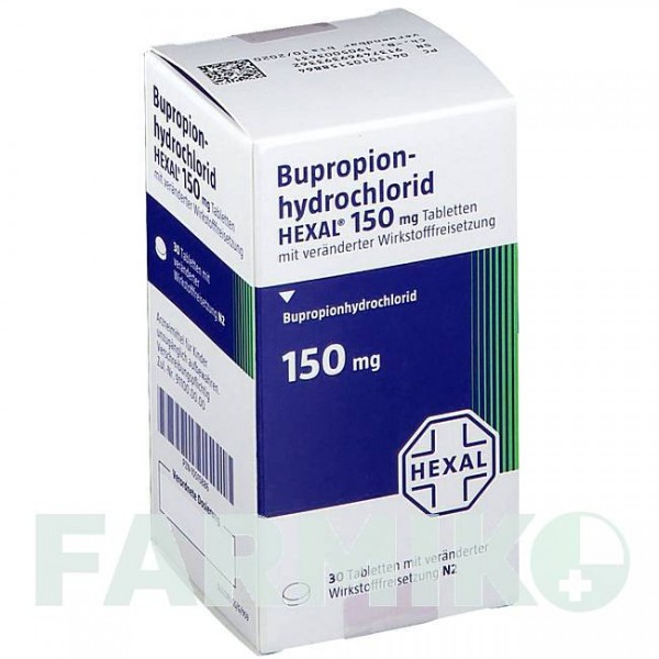 БУПРОПИОНГИДРОХЛОРИД (BUPROPIONHYDROCHLORID) 150 мг таблетки 30 шт - Бупропион HEXAL