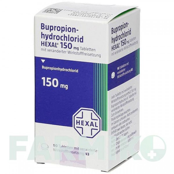 БУПРОПИОНГИДРОХЛОРИД (BUPROPIONHYDROCHLORID) 150 мг таблетки 90 шт - Бупропион HEXAL