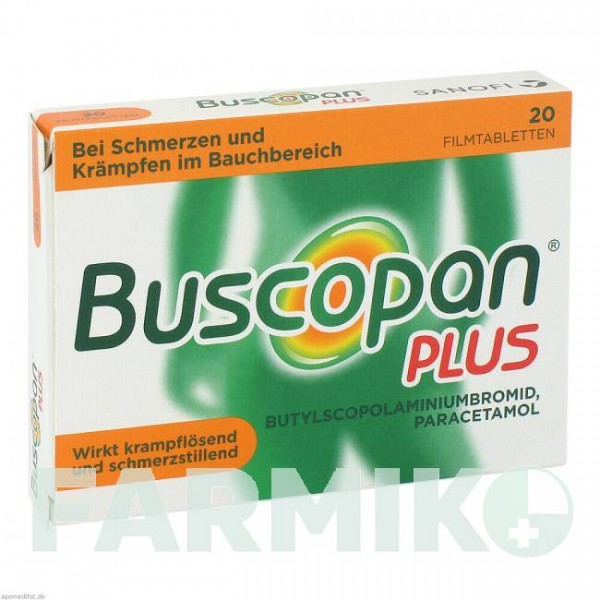 БУСКОПАН (BUSCOPAN) 10 мг/500 мг таблетки 20 шт - Бутилскополамин, Анальгетик A.NATTERMANN & CIE