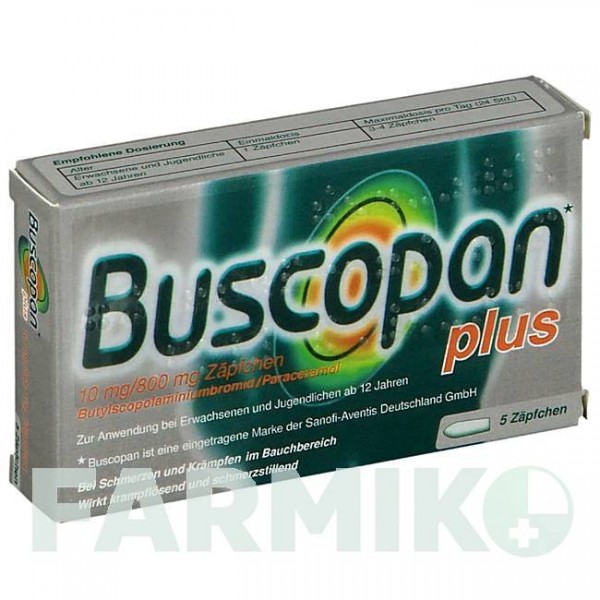 БУСКОПАН (BUSCOPAN) 10 мг/800 мг суппозитории 5 шт - Бутилскополамин, Анальгетик KOHLPHARMA