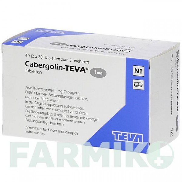 КАБЕРГОЛІН (CABERGOLIN) 1 мг таблетки 40 шт - Каберголін TEVA