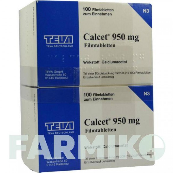 КАЛЬЦЕТ (CALCET) 950 мг таблетки 200 шт - Кальция ацетат TEVA