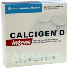 КАЛЬЦИГЕН (CALCIGEN) 1000 мг/880 МО таблетки 20 шт - Кальцію карбонат, Колекальциферол MEDA PHARMA