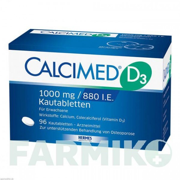 КАЛЬЦИМЕД (CALCIMED) 1000 мг/880 МО таблетки 96 шт - Кальцію карбонат, Колекальциферол HERMES