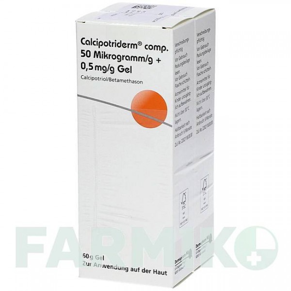 КАЛЬЦИПОТРИДЕРМ (CALCIPOTRIDERM) 50 мкг/г + 0,5 мг/г гель 120 г - Кальципотріол, Бетаметазон DERMAPHARM
