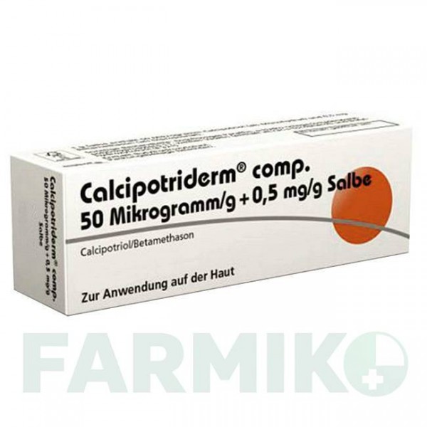 КАЛЬЦИПОТРИДЕРМ (CALCIPOTRIDERM) 50 мкг/г + 0,5 мг/г мазь 60 г - Кальципотриол, Бетаметазон DERMAPHARM