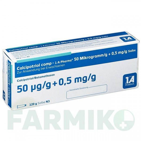 КАЛЬЦИПОТРИОЛ (CALCIPOTRIOL) 50 мкг/г + 0,5 мг/г мазь 120 г - Кальципотриол, Бетаметазон 1 A PHARMA