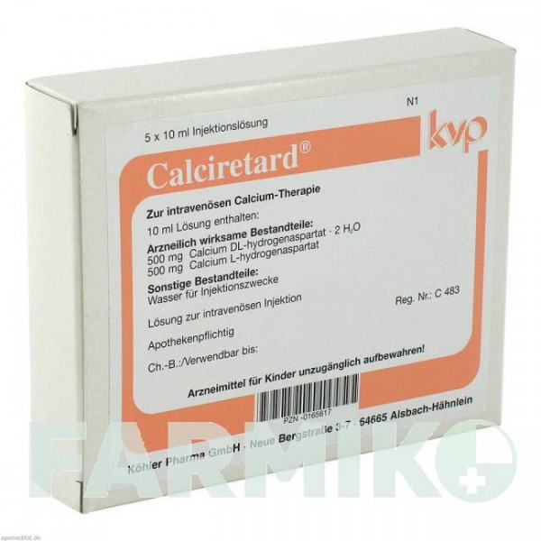 КАЛЬЦИРЕТАРД (CALCIRETARD) ампулы 5x10 мл - Кальция диаспартат KOHLER PHARMA