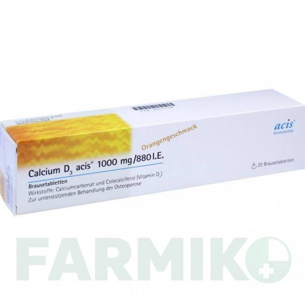 КАЛЬЦИУМ (CALCIUM) 1000 мг/880 МЕ таблетки 20 шт - Кальция карбонат, Колекальциферол ACIS
