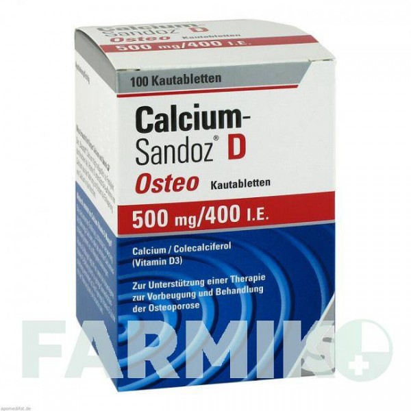 КАЛЬЦИУМ (CALCIUM) 500 мг/400 МЕ таблетки 100 шт - Кальция карбонат, Колекальциферол HEXAL