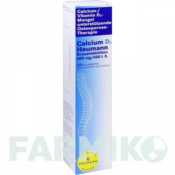 КАЛЬЦИУМ (CALCIUM) 600 мг/400 МЕ таблетки 20 шт - Кальция карбонат, Колекальциферол HEUMANN PHARMA