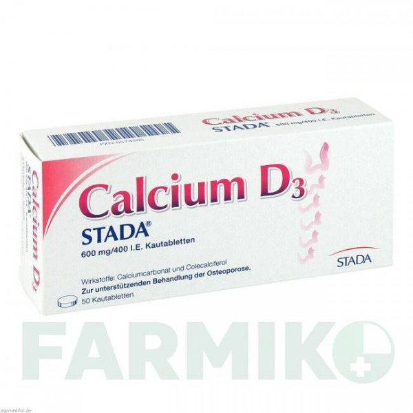 КАЛЬЦІУМ (CALCIUM) 600 мг/400 МО таблетки 50 шт - Кальцію карбонат, Колекальциферол STADA