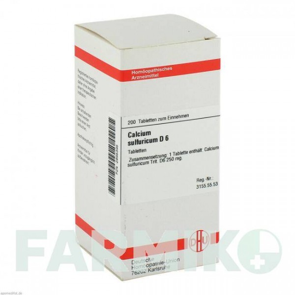 КАЛЬЦІУМ СУЛЬФУРИКУМ (CALCIUM SULFURICUM) D 6 таблетки 200 шт - Гомеопатія DHU
