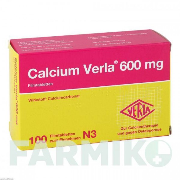 КАЛЬЦІУМ ВЕРЛА (CALCIUM VERLA) 600 мг таблетки 100 шт - Кальцію карбонат VERLA-PHARM