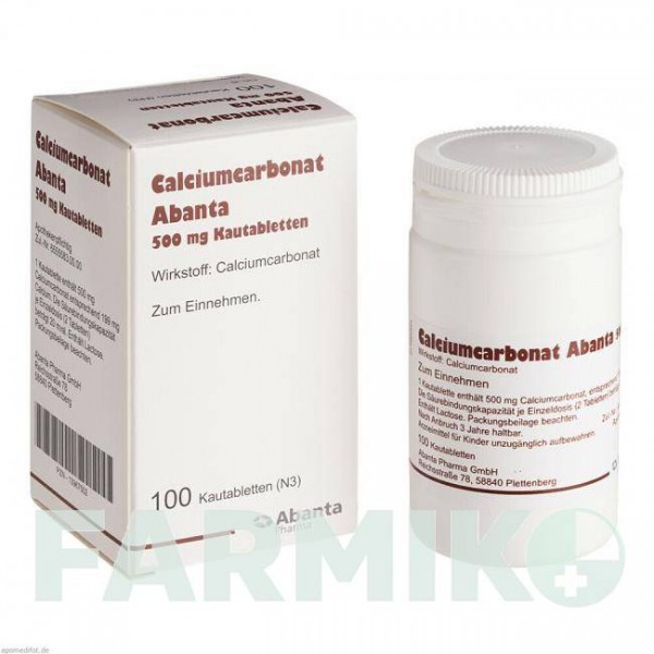 КАЛЬЦІУМКАРБОНАТ АБАНТА (CALCIUMCARBONAT ABANTA) 500 мг таблетки 100 шт - Кальцію карбонат ABANTA PHARMA