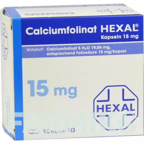 КАЛЬЦИУМФОЛИНАТ (CALCIUMFOLINAT) 15 мг капсулы 90 шт - Кальция фолинат HEXAL