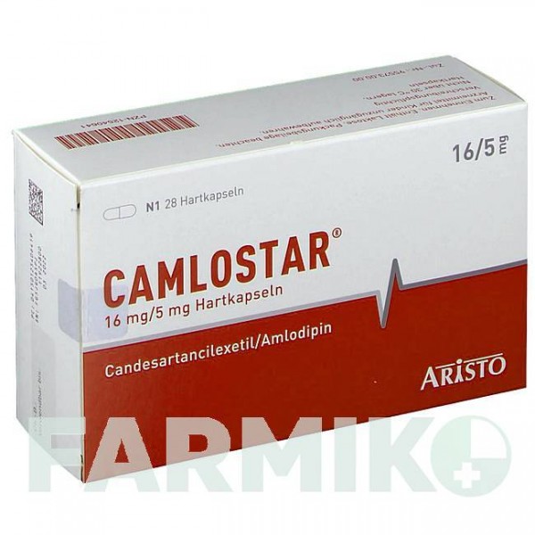 КАМЛОСТАР (CAMLOSTAR) 16 мг/5 мг капсули 28 шт - Кандесартан, Амлодипін ARISTO PHARMA