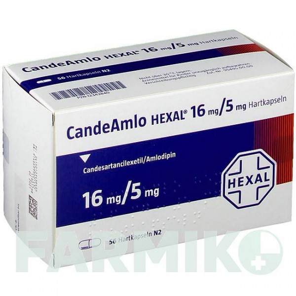 КАНДЕАМЛО (CANDEAMLO) 16 мг/5 мг капсулы 56 шт - Кандесартан, Амлодипин HEXAL
