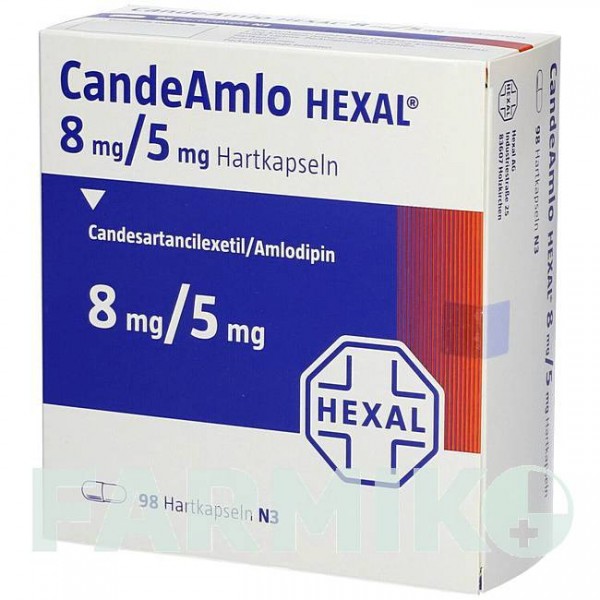 КАНДЕАМЛО (CANDEAMLO) 8 мг/5 мг капсулы 98 шт - Кандесартан, Амлодипин HEXAL