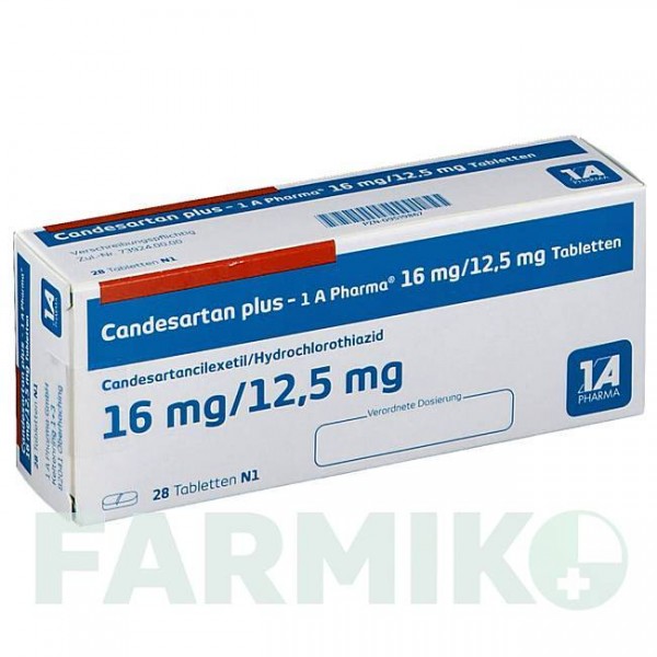 КАНДЕСАРТАН (CANDESARTAN) 16 мг/12,5 мг таблетки 28 шт - Кандесартан, Гідрохлоротіазид 1 A PHARMA