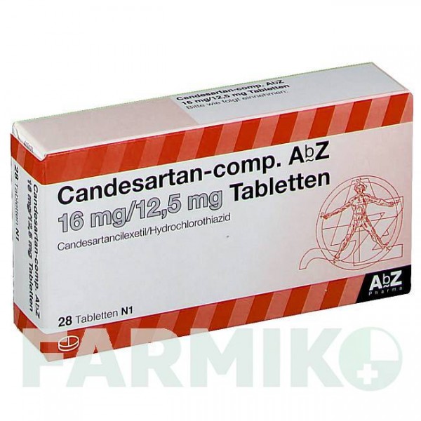 КАНДЕСАРТАН (CANDESARTAN) 16 мг/12,5 мг таблетки 28 шт - Кандесартан, Гідрохлоротіазид ABZ PHARMA