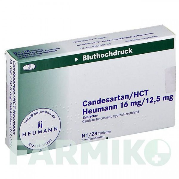 КАНДЕСАРТАН (CANDESARTAN) 16 мг/12,5 мг таблетки 28 шт - Кандесартан, Гидрохлоротиазид HEUMANN PHARMA
