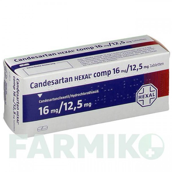 КАНДЕСАРТАН (CANDESARTAN) 16 мг/12,5 мг таблетки 28 шт - Кандесартан, Гідрохлоротіазид HEXAL