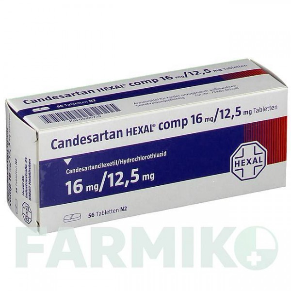 КАНДЕСАРТАН (CANDESARTAN) 16 мг/12,5 мг таблетки 56 шт - Кандесартан, Гидрохлоротиазид HEXAL
