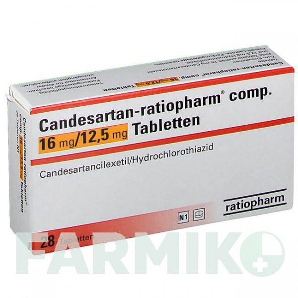 КАНДЕСАРТАН (CANDESARTAN) 16 мг/12,5 мг таблетки 28 шт - Кандесартан, Гідрохлоротіазид RATIOPHARM